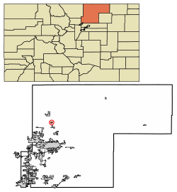 Location of Pierce in Weld County, Colorado.