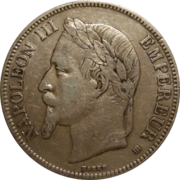 5 francs Napoléon III avers