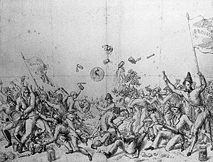 A fierce battle between the supporters of John Brown (Bruno) and François Broussais Wellcome L0012382