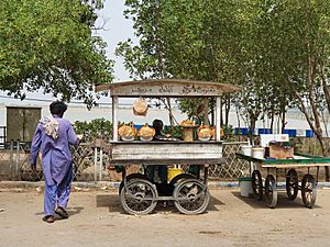 A street vendor selling Gol Gappas in Jamshoro Sindh Pakistan