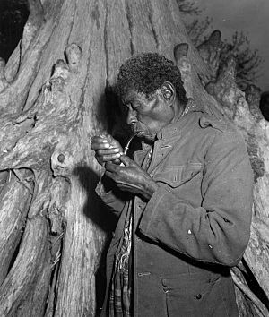 Aged black Seminole smokes from his pipe- Everglades, Florida (3311787651).jpg