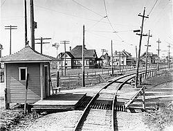 Rail line and platform in Antioch, 1909