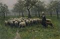 Anton Mauve - Herderin met kudde schapen
