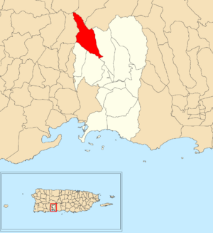 Location of Barreal within the municipality of Peñuelas shown in red