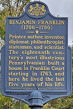 Benjamin Franklin, Pennsylvania state historical marker