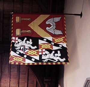 Bladon, Oxfordshire - St Martin's Church - Garter banner of Mary Soames, Baroness Soames