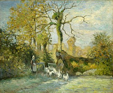 Camille Pissarro - The Goose Girl at Montfoucault (White Frost) - Google Art Project