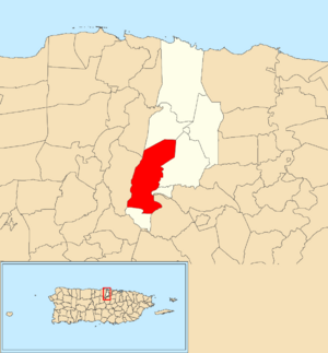 Location of Candelaria within the municipality of Vega Alta shown in red