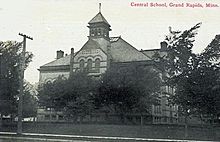 Postcard. Grand Rapids High School was founded in 1895.