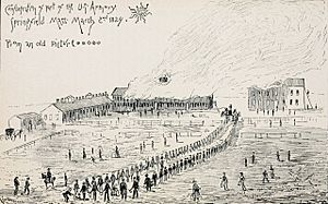 Conflagration of part of the Old Springfield Armory, March 2, 1824