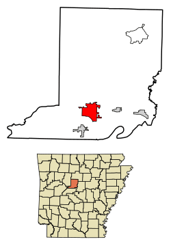 Location of Morrilton in Conway County, Arkansas.