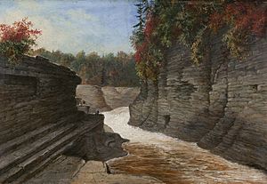 Cornelius David Krieghoff - River gorge, autumn (c.1858)