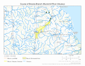 Course of Browns Branch (Murderkill River tributary)