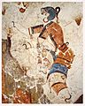 Cueilleuse de safran, fresque, Akrotiri, Grèce