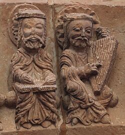 Elders with a psaltery and rota, Santo Domingo de Soria