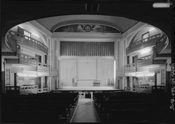 General view of theater looking north toward the stage - National Home for Disabled Volunteer Soldiers, Northwestern Branch, Ward Memorial Hall, 5000 West National Avenue, Milwaukee, HABS WI-360-B-15