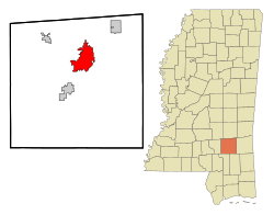 Location of Laurel in Mississippi