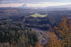 View of Mount Hood and the Sandy River from Jonsrud Viewpoint in Sandy