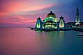 Malacca Straits Mosque during sunset