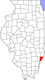 Map of Illinois highlighting Wabash County