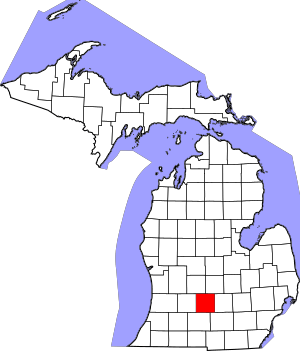 Map of Michigan highlighting Eaton County