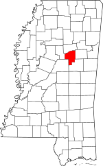 Map of Mississippi highlighting Choctaw County