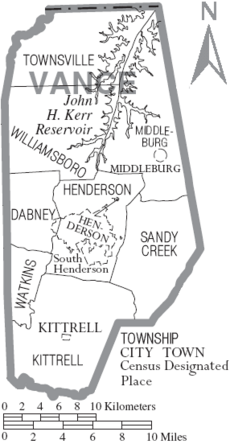 Map of Vance County North Carolina With Municipal and Township Labels
