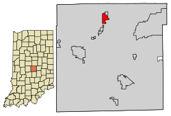 Location of Meridian Hills in Marion County, Indiana.