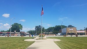 A view of the US flag and 147th Street, in Downtown Midlothian.