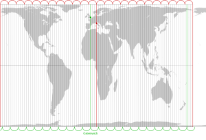 Peters projection, date line in Bering strait