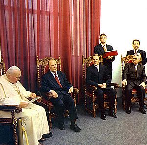 Pope John Paul II and President Alija Izetbegović in Bosnia and Herzegovina, 1997