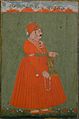 Portrait of Sawai Madho Singh counting pearl and ruby japa mala beads- Jaipur, c1750