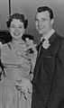 Press photo of Jane Withers and Kenneth Errair on 1955 wedding day (cropped)