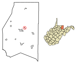 Location of Albright in Preston County, West Virginia.