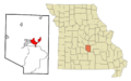 Pulaski County Missouri Incorporated and Unincorporated areas St. Robert Highlighted
