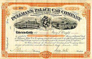 Pullman's Palace Car Co. Stock 1884