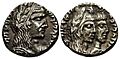 Silver drachm of Aretas IV with Shaqilat