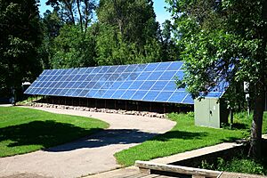 Solar cell panels at D.C. Booth Historic National Fish Hatchery & Archives in Spearfish, South Dakota