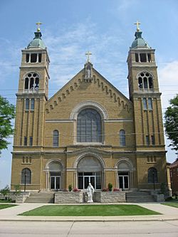 St. Bernard's Catholic Church on the Mercer County side of Main Street