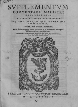 Stambach - Supplementum commentarii magistri Gabrielis Biel in quartum librum sententiarum, 1574 - 4407957