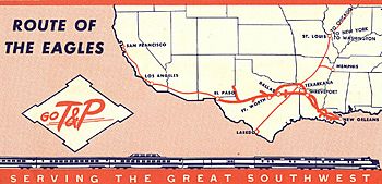Texas and Pacific Railway service map