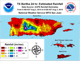 Tropical Storm Bertha 2014 Puerto Rico rainfall