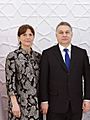 Viktor Orbán with Anikó Lévai in 2016 (cropped)