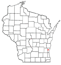 Location of Town of Saukville in Ozaukee County, Wisconsin.