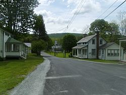 The downtown of Wallpack Center, New Jersey facing towards the east, away from National Park Service Route 615.