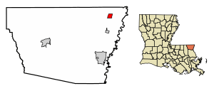 Location of Angie in Washington Parish, Louisiana.
