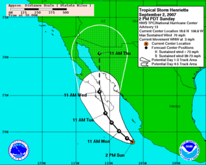 2007 Storm Tropycal Henriette Sep,2 2-00 AST 5-days