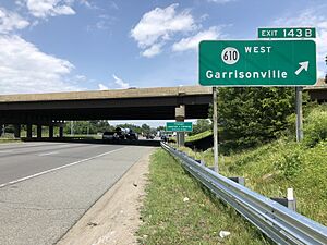 2019-05-29 13 46 53 View north along Interstate 95 at Exit 143B (Virginia State Route 610 WEST, Garrisonville) in Garrisonville, Stafford County, Virginia