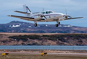 Air Saint-Pierre aircraft taking off from Miquelon Airport