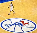 Allen Iverson and the Sixers logo
